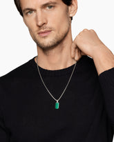 Chevron Tag in Sterling Silver with Malachite, 21mm